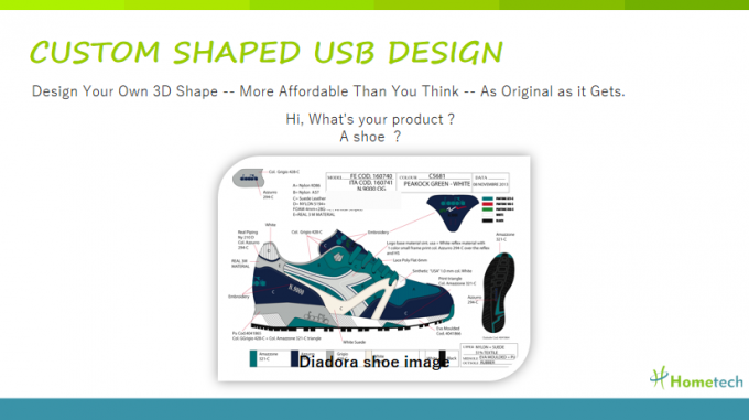 Sneaker Dostosowane przesyłanie plików z dysku flash USB, spersonalizowane dyski flash Buty sportowe na zewnątrz