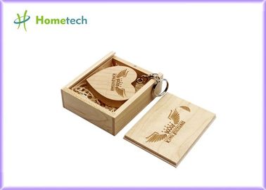 Heart Shaped Wooden USB Flash Drive Dostosowane Logo na upominek promocyjny