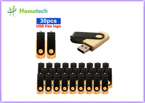 W pełni pojemność Metalowy drewniany dysk flash USB Obrotowy Certyfikat CE FCC RoHS