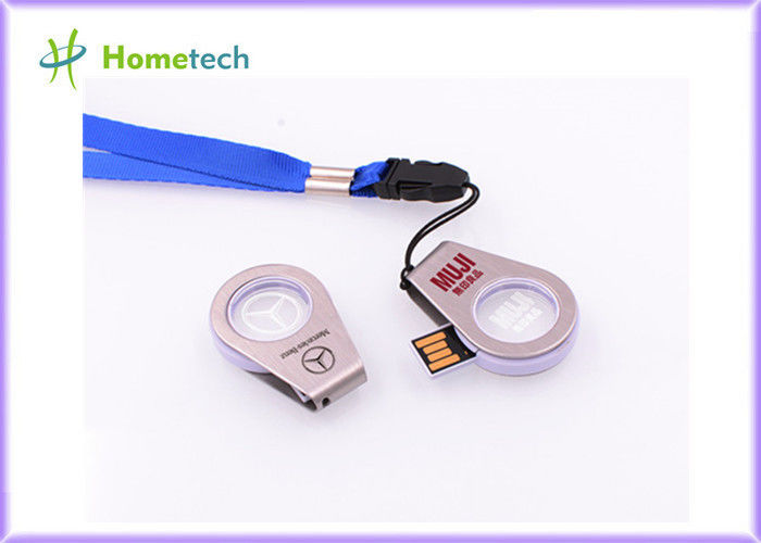 Obrotowy o 360 ° USB akrylowy Mini rozmiar Metal / akrylowy obrotowy Pendrive USB Flash Drive Recorder USB 2.0 z oświetleniem LED