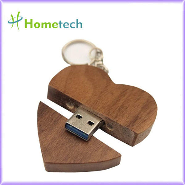 Ekologiczne drewniane serce w kształcie serca 5-15MB / S 8GB Gorące upominki promocyjne firmy Walnu Wood USB Flash Drive