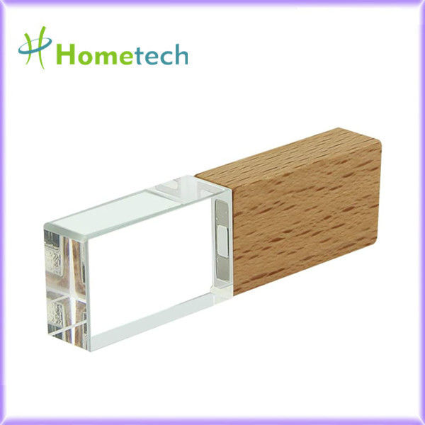 Wood Crystal Transparent 32GB LED Light Pen Drive Nowa pendrive z drewna bambusowego