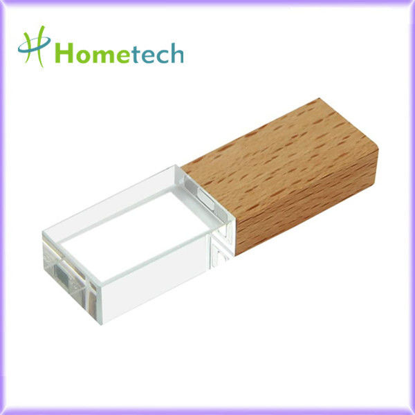 Wood Crystal Transparent 32GB LED Light Pen Drive Nowa pendrive z drewna bambusowego