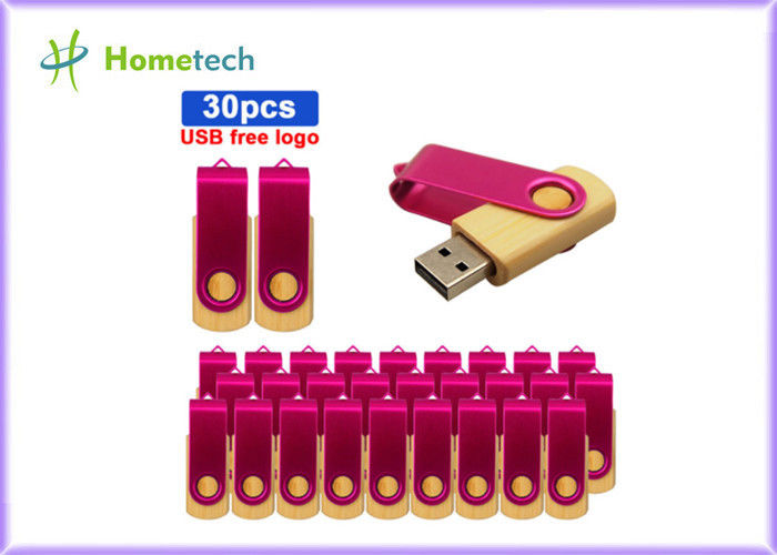 W pełni pojemność Metalowy drewniany dysk flash USB Obrotowy Certyfikat CE FCC RoHS