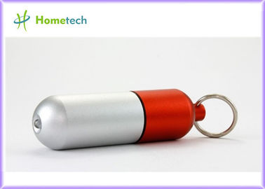Srebrno-czerwone prezenty dla lekarzy 4GB na zamówienie piękny metalowy, promocyjny aluminiowy wkład w kształcie kapsułki w kształcie pigułki