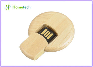 kupować Round shape real capacity Wooden USB Flash Drive , micro wooden thumb drive produkcja online