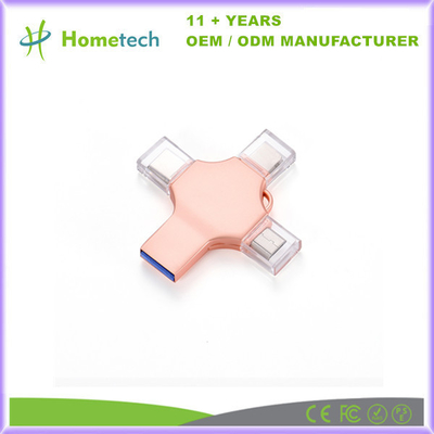 kupować 4 w 1 wysokiej prędkości Otg USB Flash Drive 8Gb 16Gb 32Gb Telefon Usb 2.0 3.0 Memory Stick 64Gb 128Gb Typ C Pendrive dla iPhone'a produkcja online