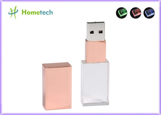 kupować Pendrive USB o niestandardowym kształcie, szybki USB2.0 / 3.0 Promocyjny kryształowy dysk flash USB z diodami LED na prezent biznesowy produkcja online