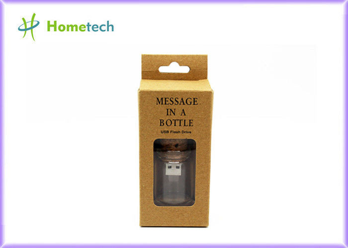16GB Drewniany dysk USB Kreatywny promocyjny kryształowy kształt butelki wiadomości
