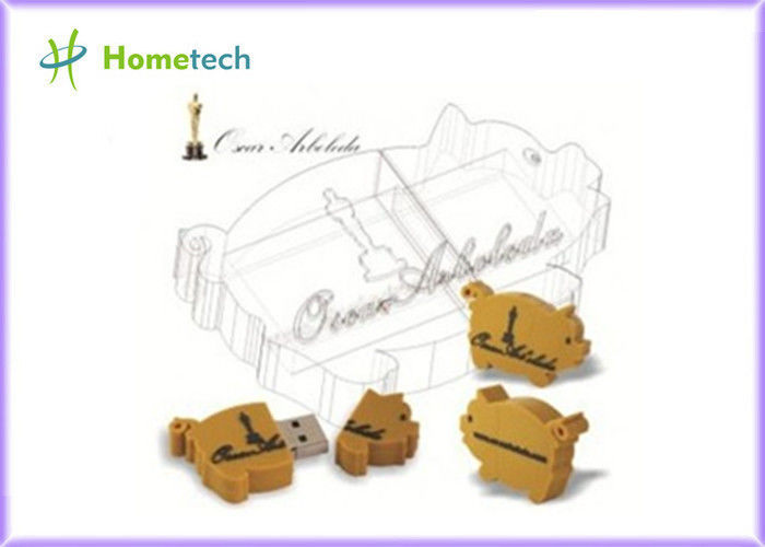 Innowacyjny projekt Niestandardowy dysk flash USB 256 MB-128 GB ładny materiał PVC żółta świnia