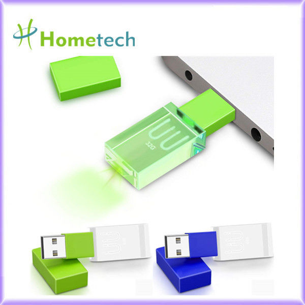 Waterpoof Crystal USB Flash Drive Led Light Up Transparent 32GB 10mb / s Crystal USB Flash Drive