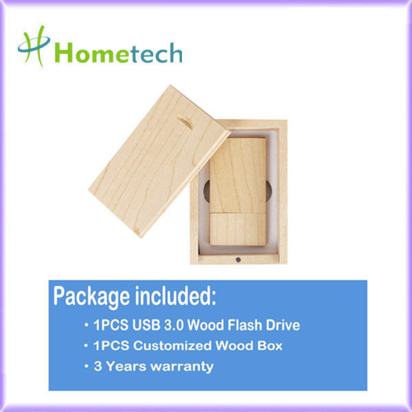Prostokątna drewniana pamięć flash USB FCC 15 MB / S 64 GB