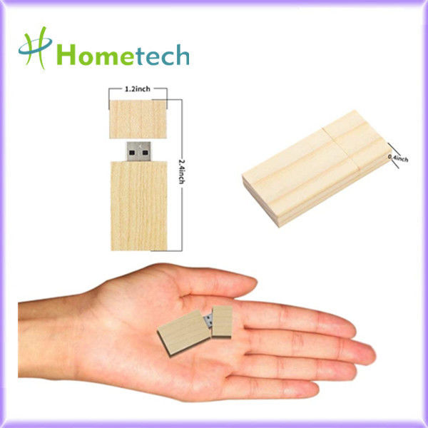Prostokątna drewniana pamięć flash USB FCC 15 MB / S 64 GB