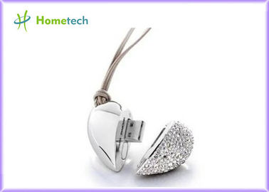 OEM Promotion Gift 4GB Crystal Heart USB Flash Drive with Lanyard