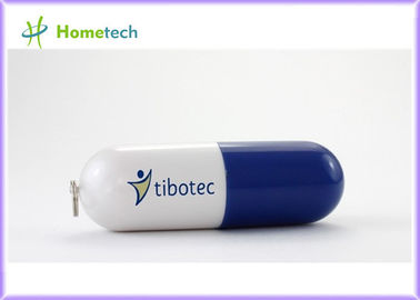 Niebieska pigułka Plastikowy dysk flash USB 256 MB / 512 MB luzem Pamięć plastikowa Interfejs USB PEN 2.0 Przeczytaj