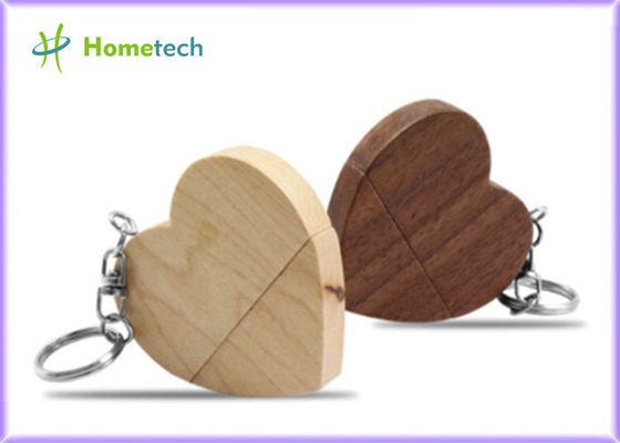 Ekologiczne drewniane serce w kształcie serca 5-15MB / S 8GB Gorące upominki promocyjne firmy Walnu Wood USB Flash Drive