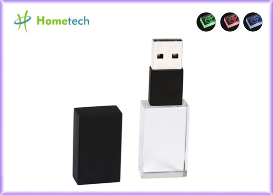 Waterpoof Crystal USB Flash Drive Led Light Up Transparent 32GB 10mb / s Crystal USB Flash Drive